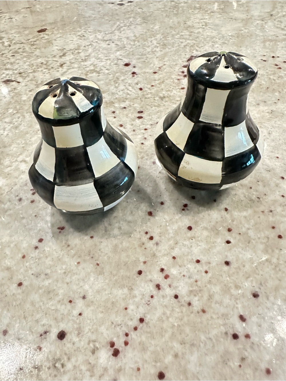MacKenzie-Childs Courtley Check Small Salt & Pepper Ceramic Shakers